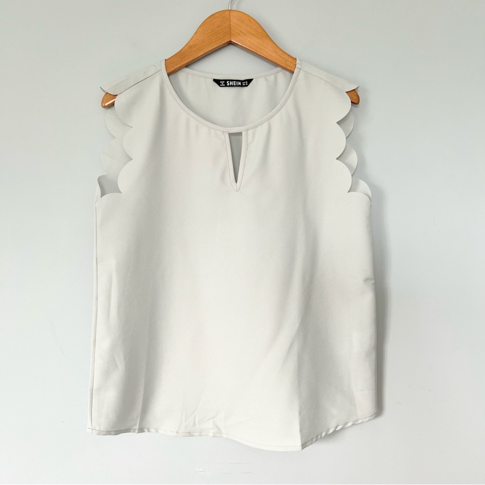 Shein Light Blue Scallop Sleeve Keyhole Blouse  Size XS